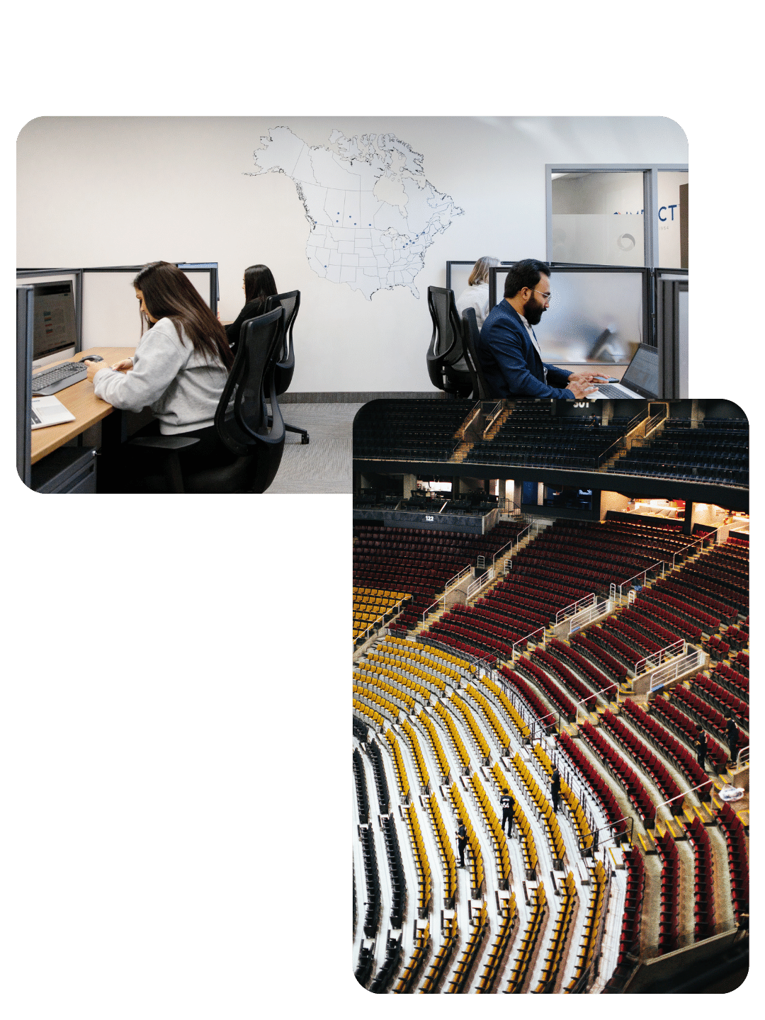 two people communicating and one picture is an event